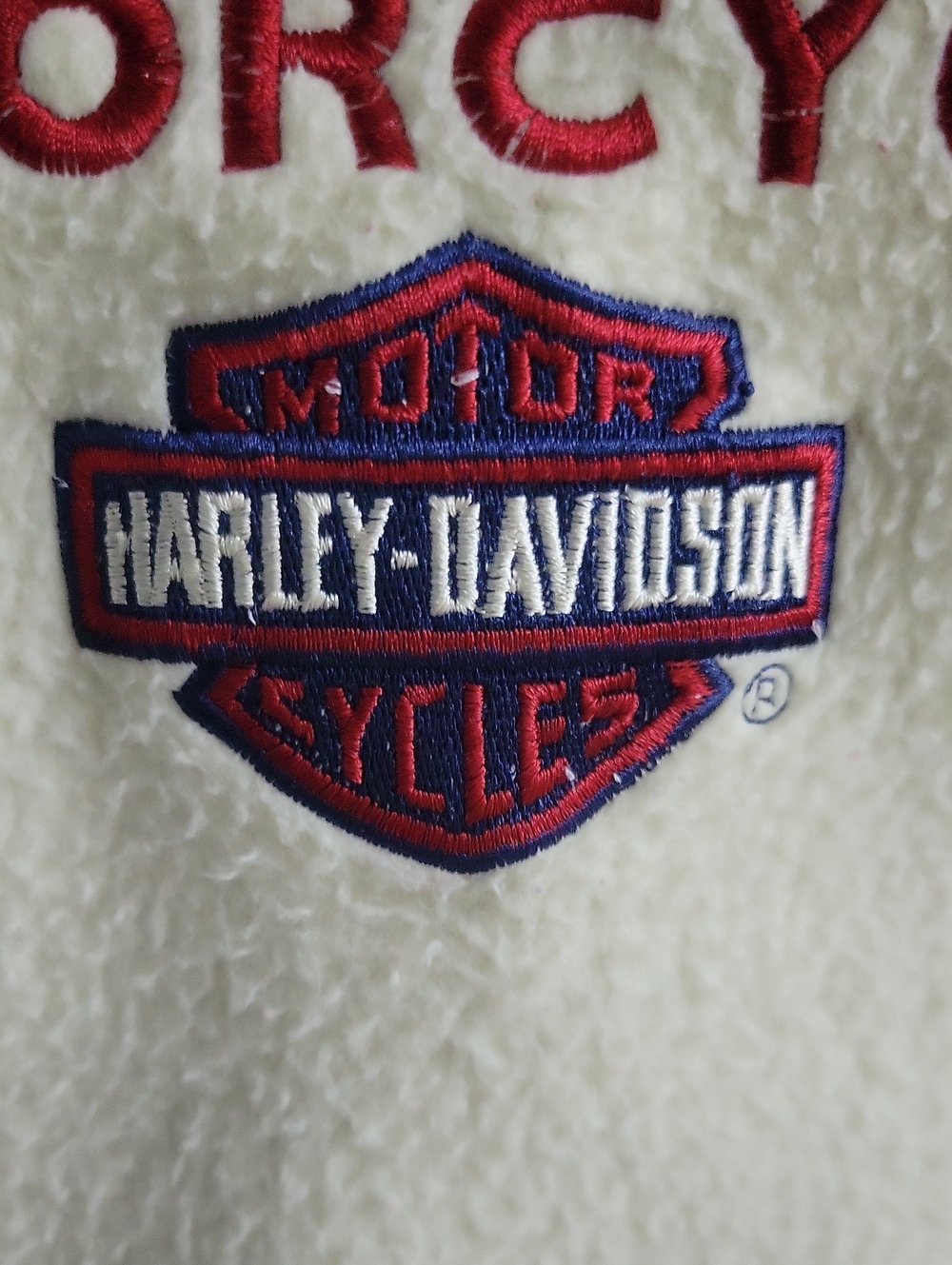 Harley-Davidson Fleece Large Red/Cream/Blue Vintage - Picture 4 of 10